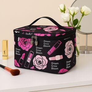 Black and Pink Zipper Makeup Bag